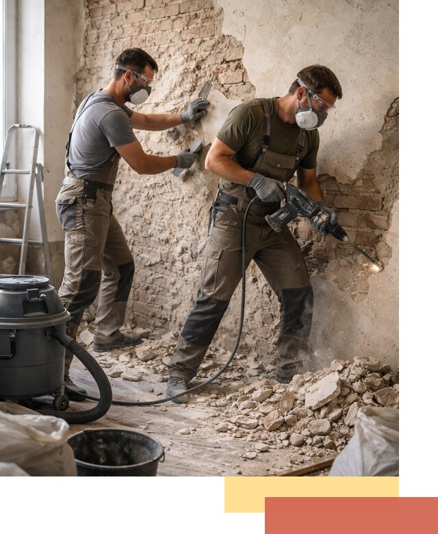 Демонтаж штукатурки со стен в Троицке быстро и аккуратно