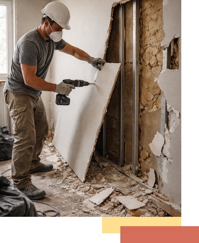 Демонтаж гипсокартона со стен в Троицке качественно и быстро