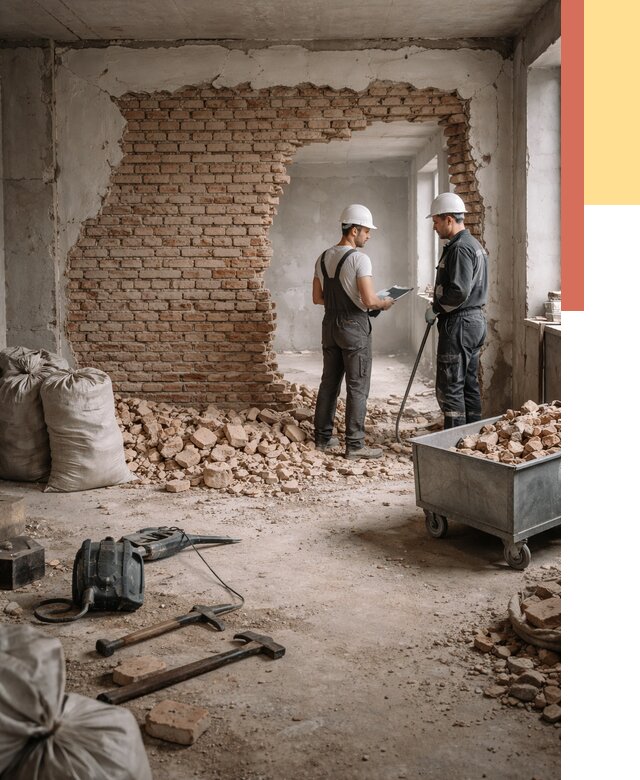 Демонтаж кирпичных стен в Троицке от 4331 руб. — быстро, недорого, под ключ | ОТДЕЛОЧНИК-Трц