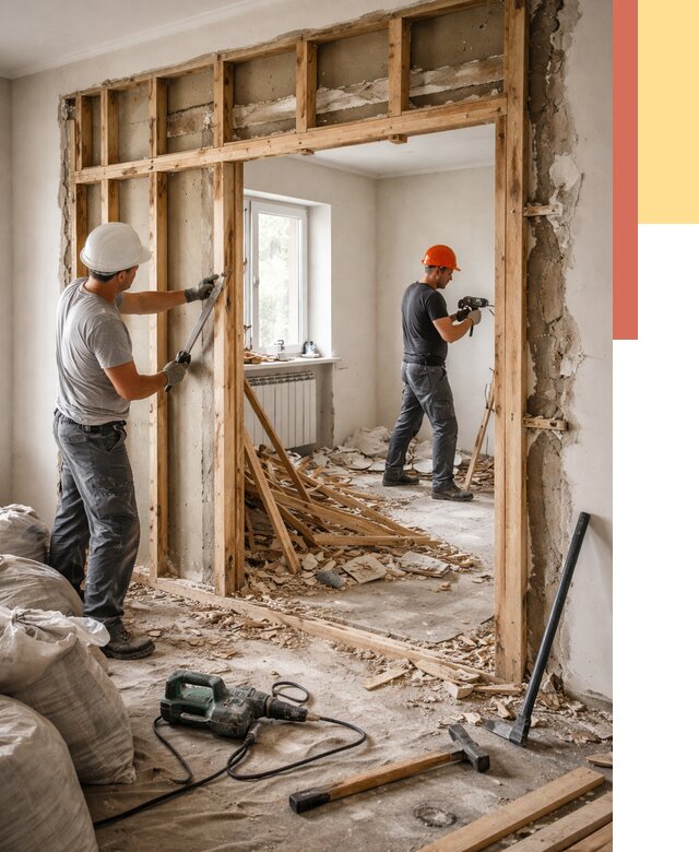 Демонтаж деревянных перегородок в Троицке от 3300 руб. — быстро и недорого | ОТДЕЛОЧНИК-Трц