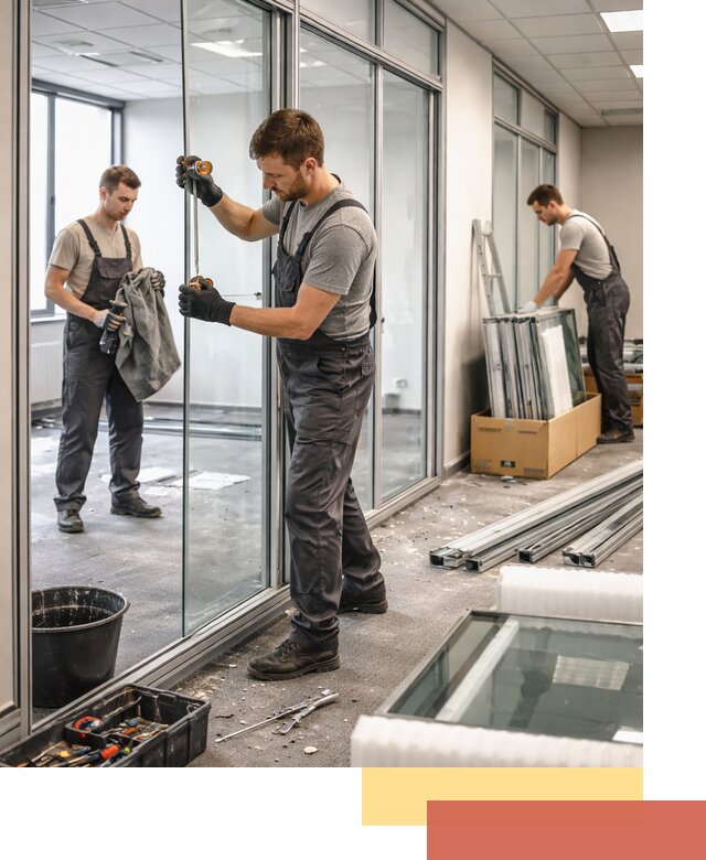 Демонтаж стеклянных перегородок в Троицке быстро и безопасно