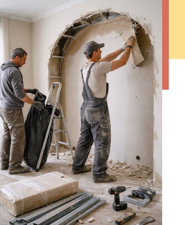 Демонтаж арки из гипсокартона в Троицке от 3609 руб. — услуги под ключ | ОТДЕЛОЧНИК-Трц