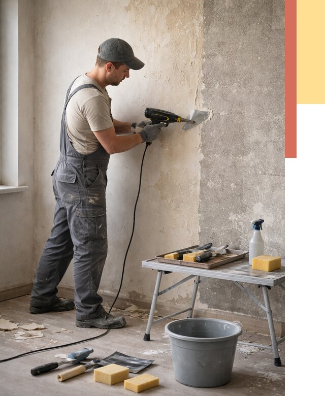 Очистка стен от клея в Троицке от 1908 руб. — снятие и удаление клея со стен | ОТДЕЛОЧНИК-Трц