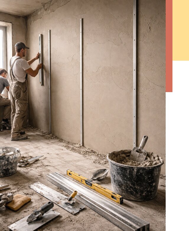 Штукатурка стен по маякам в Троицке от 5671 руб./м² — выравнивание под ключ | ОТДЕЛОЧНИК-Трц