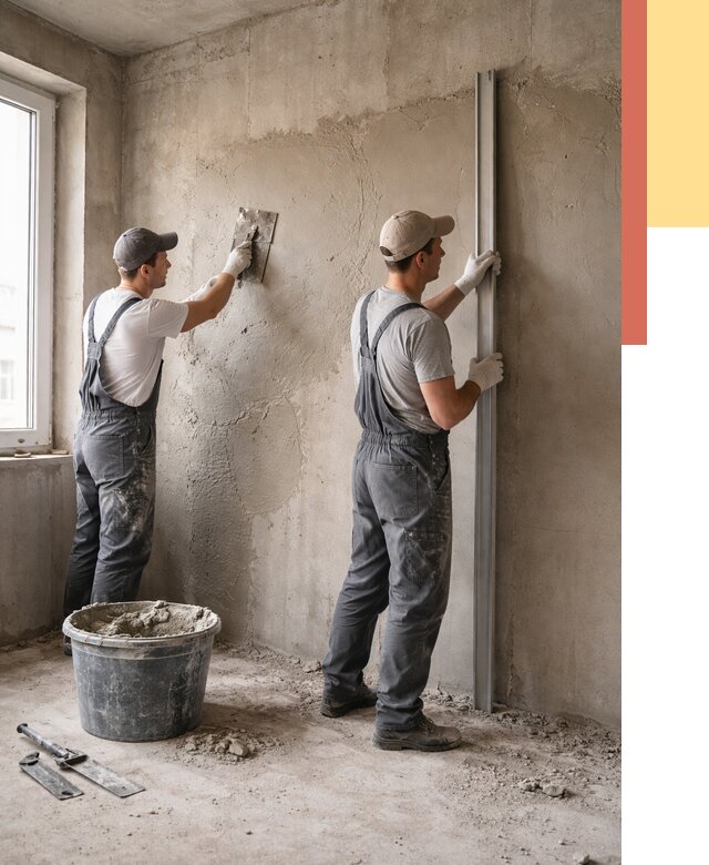 Штукатурка бетонных стен в Троицке от 4640 руб/м² — качественно и быстро | ОТДЕЛОЧНИК-Трц