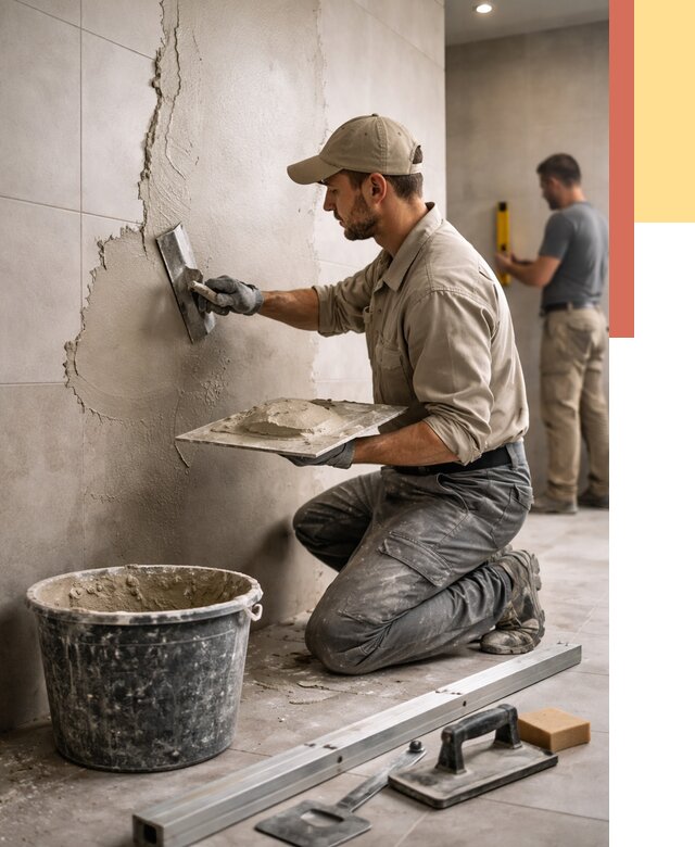 Штукатурка стен в ванной в Троицке от 4640 руб./м² — выравнивание под ключ | ОТДЕЛОЧНИК-Трц