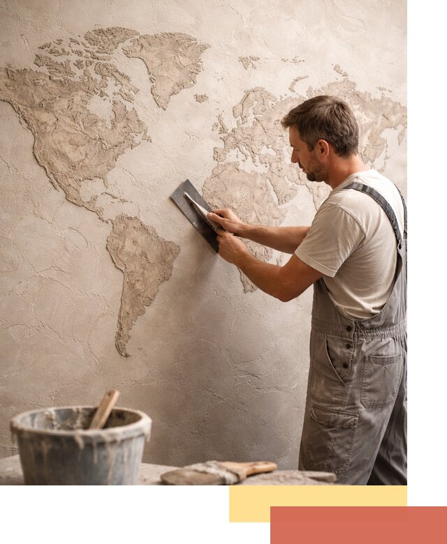 Декоративная штукатурка «Карта мира» под ключ в Троицке