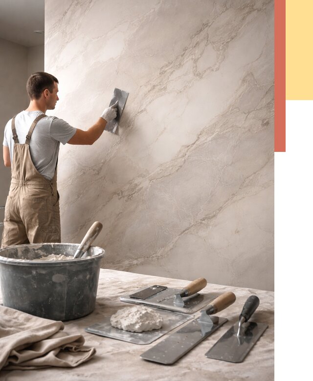 Декоративная штукатурка под мрамор в Троицке от 2887 руб./м² — быстро и недорого | ОТДЕЛОЧНИК-Трц