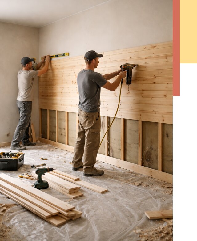 Монтаж деревянной вагонки на стены в Троицке от 7733 руб. | Услуги монтажа вагонки | ОТДЕЛОЧНИК-Трц