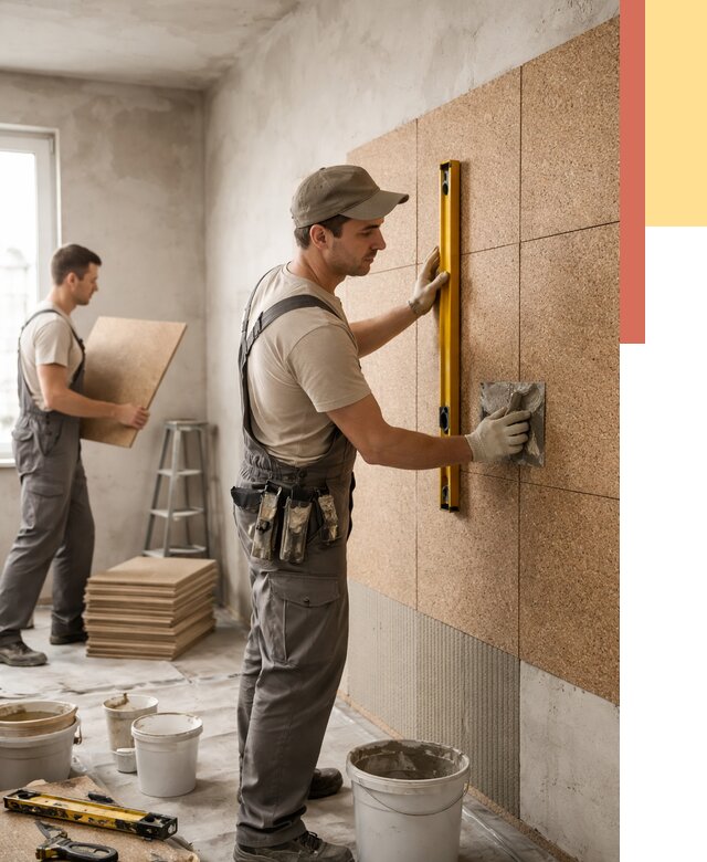 Монтаж пробковых панелей на стены в Троицке от 3609 руб. — ОТДЕЛОЧНИК-Трц