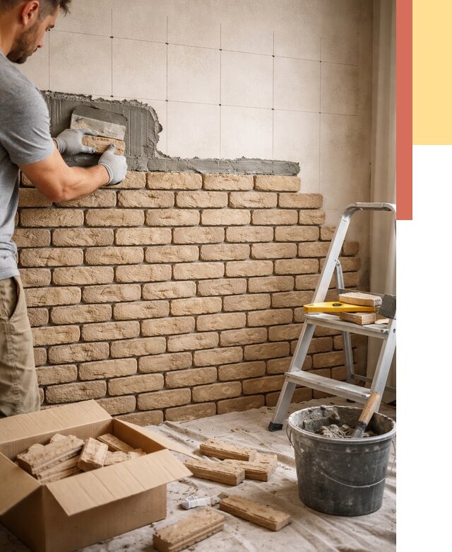 Монтаж декоративного кирпича в Троицке от 3300 руб./м² — быстро и недорого | ОТДЕЛОЧНИК-Трц