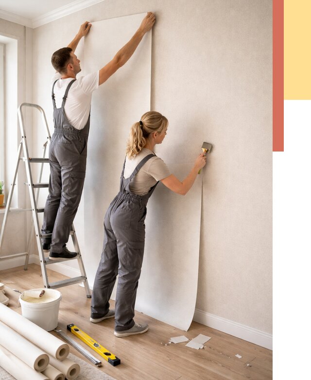 Поклейка флизелиновых обоев в Троицке от 6187 руб. | Быстро и недорого — ОТДЕЛОЧНИК-Трц