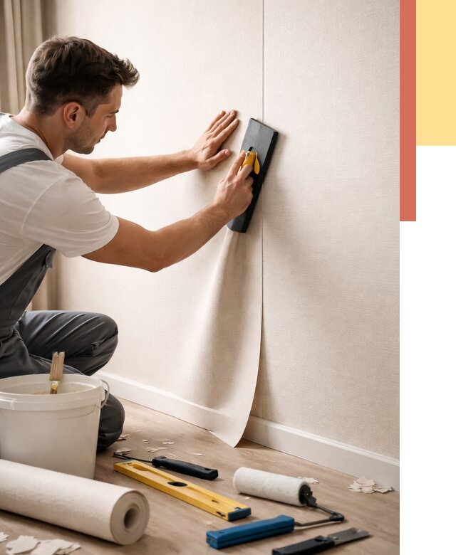 Поклейка виниловых обоев в Троицке от 4640 руб. | Быстро и недорого — ОТДЕЛОЧНИК-Трц