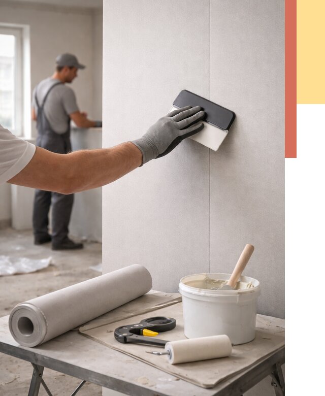 Поклейка обоев под покраску в Троицке от 3609 руб. за м2 | ОТДЕЛОЧНИК-Трц