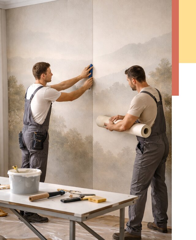 Поклейка фотообоев в Троицке от 8764 руб/м² — быстро и недорого | ОТДЕЛОЧНИК-Трц