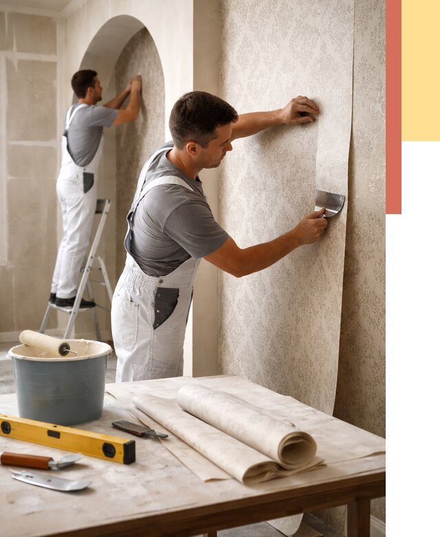 Поклейка обоев на сложные стены в Троицке от 2887 руб. под ключ | ОТДЕЛОЧНИК-Трц