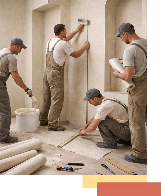 Поклейка обоев на сложные стены и неровные поверхности в Троицке