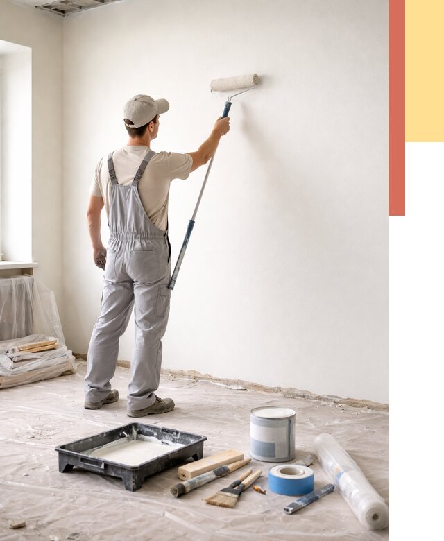 Покраска стен водоэмульсионной краской в Троицке от 464 руб. за м² | ОТДЕЛОЧНИК-Трц