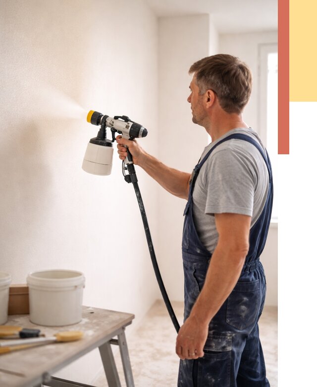 Покраска стен краскопультом в Троицке от 7733 руб. — механизированная покраска | ОТДЕЛОЧНИК-Трц