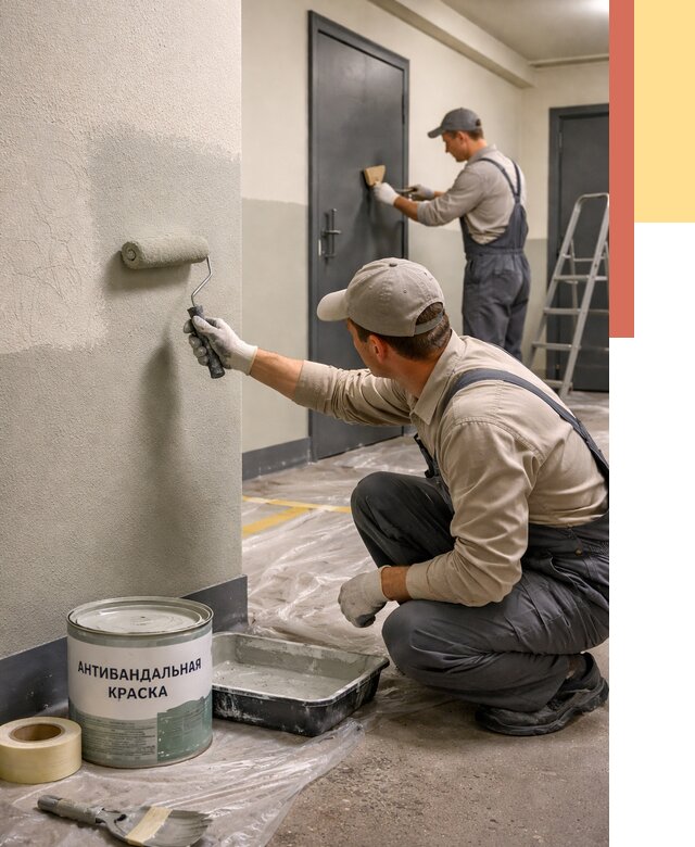 Покраска стен антивандальной краской в Троицке от 4640 руб./м² под ключ | ОТДЕЛОЧНИК-Трц