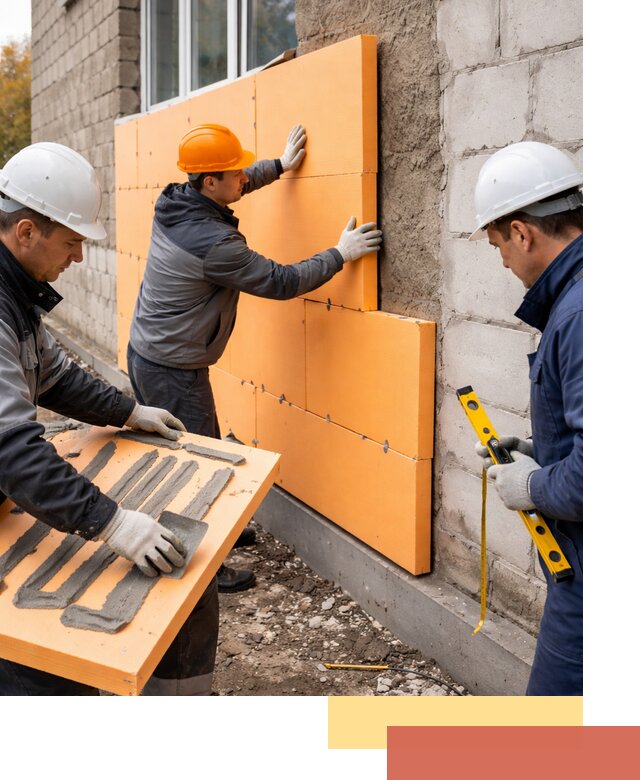 Утепление фасада пеноплексом под ключ в Троицке