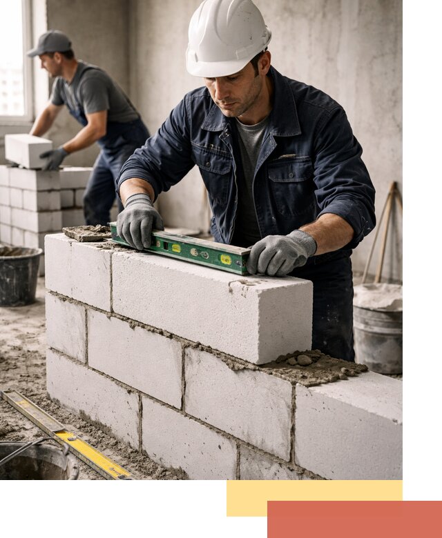 Кладка перегородок из пеноблока под ключ в Троицке