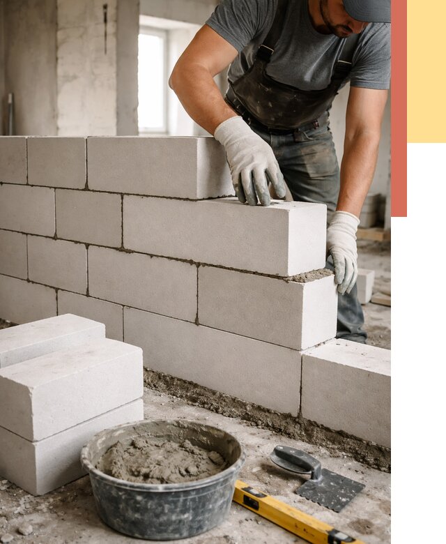 Кладка перегородок из силикатного блока в Троицке от 4124 руб. под ключ | ОТДЕЛОЧНИК-Трц