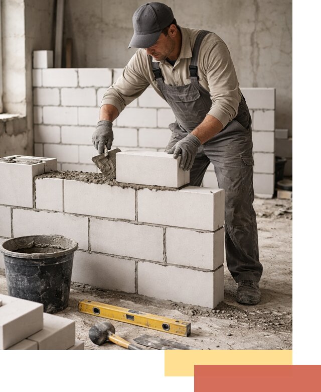 Кладка перегородок из силикатного блока в Троицке