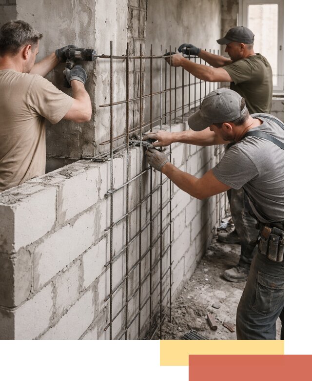 Армирование кладки перегородок в Троицке профессионально и надёжно