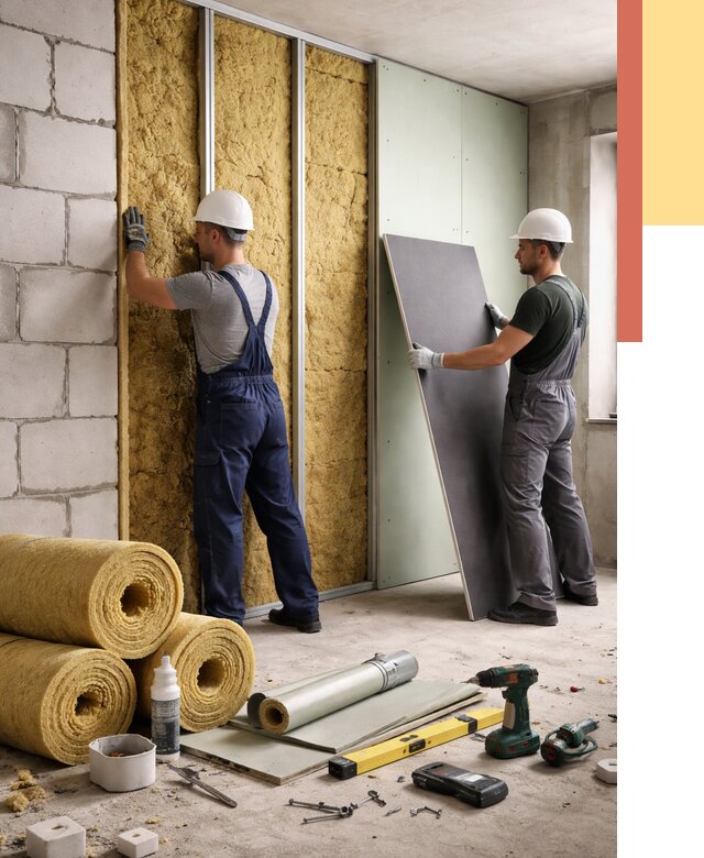 Шумоизоляция перегородок из блоков в Троицке от 1908 руб./м² — быстро и недорого | ОТДЕЛОЧНИК-Трц