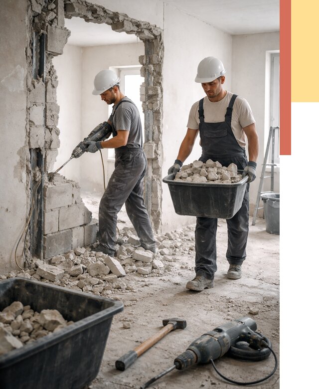 Демонтаж блоковых перегородок в Троицке от 3867 руб. — быстро и недорого | ОТДЕЛОЧНИК-Трц