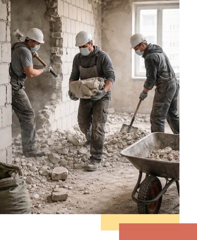 Демонтаж блочных перегородок в Троицке быстро и аккуратно