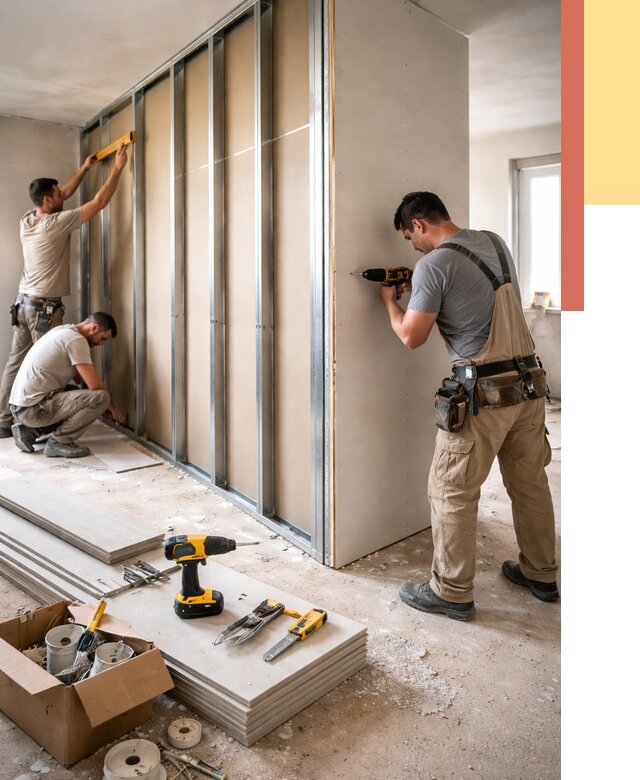 Монтаж однослойной перегородки из гипсокартона в Троицке от 670 руб. | ОТДЕЛОЧНИК-Трц