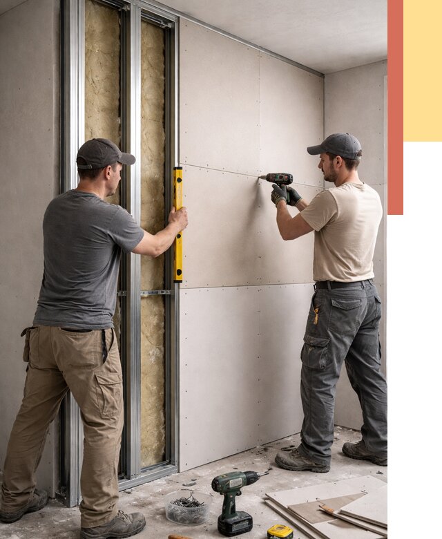 Монтаж двухслойной перегородки из гипсокартона в Троицке от 1495 руб. | ОТДЕЛОЧНИК-Трц