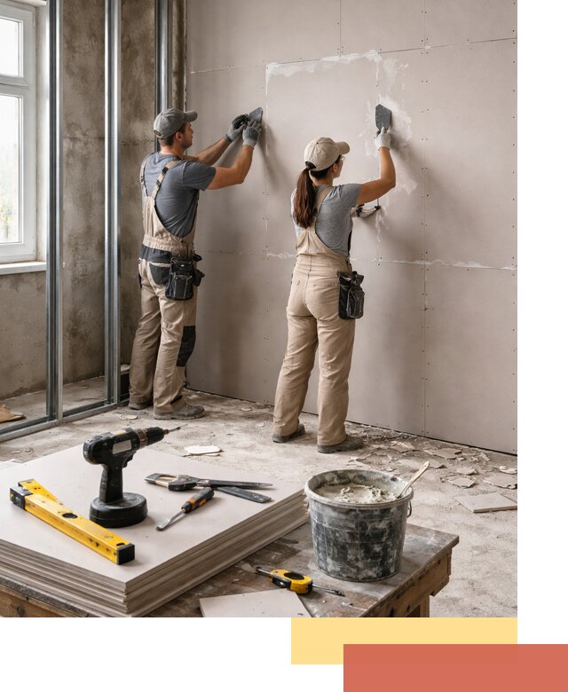 Монтаж двухслойной перегородки из гипсокартона в Троицке