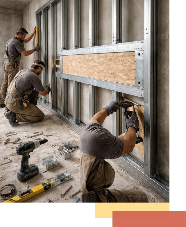 Усиленная перегородка для крепления тяжёлых конструкций в Троицке