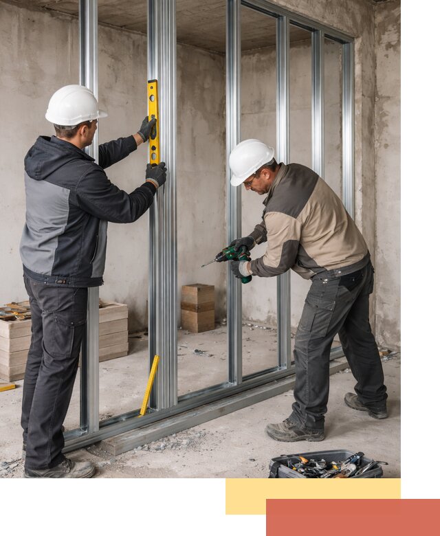 Монтаж каркаса перегородки из профиля в Троицке