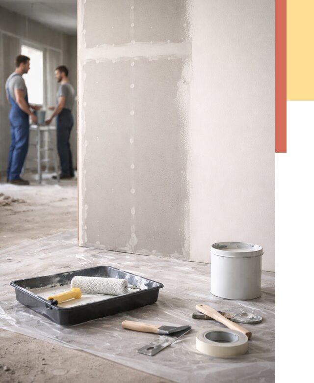 Покраска перегородок из гипсокартона в Троицке от 4640 руб. под ключ | ОТДЕЛОЧНИК-Трц