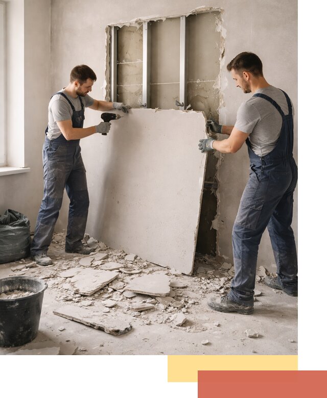 Демонтаж перегородки из гипсокартона в Троицке быстрый и аккуратный