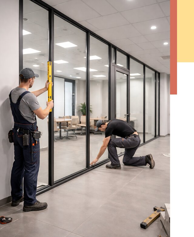 Каркасные стеклянные перегородки в Троицке под ключ от 9486 руб. | ОТДЕЛОЧНИК-Трц