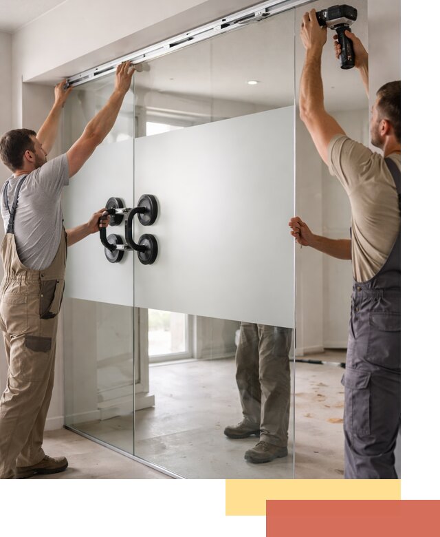 Матовые стеклянные перегородки под ключ в Троицке