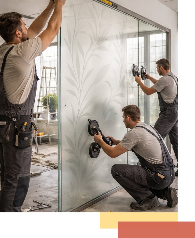 Стеклянные перегородки с рисунком на заказ в Троицке