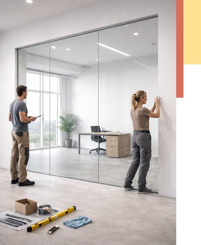 Перегородки из закаленного стекла в Троицке от 9795 руб. под ключ | ОТДЕЛОЧНИК-Трц