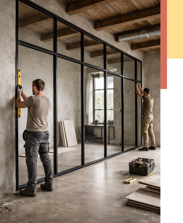 Стеклянные перегородки лофт в Троицке от 10827 руб. под ключ | ОТДЕЛОЧНИК-Трц