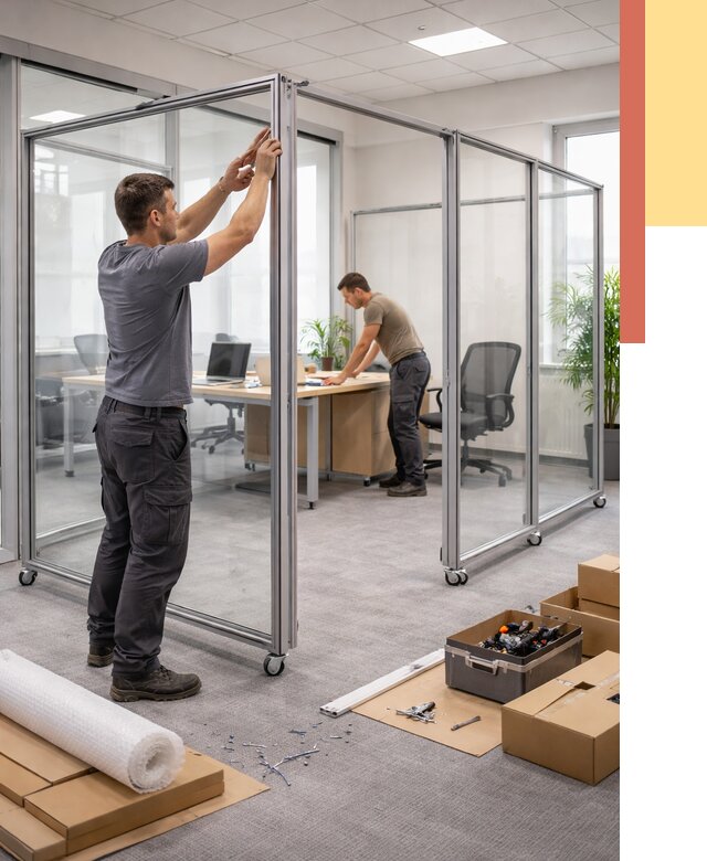 Мобильные офисные перегородки в Троицке от 12889 руб. — установка под ключ | ОТДЕЛОЧНИК-Трц