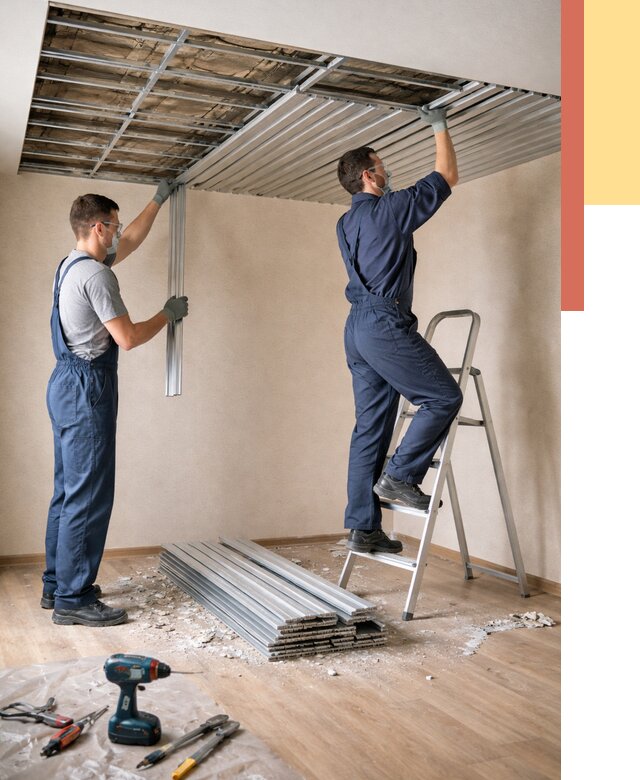 Демонтаж реечного потолка в Троицке от 4640 руб. быстро и недорого | ОТДЕЛОЧНИК-Трц