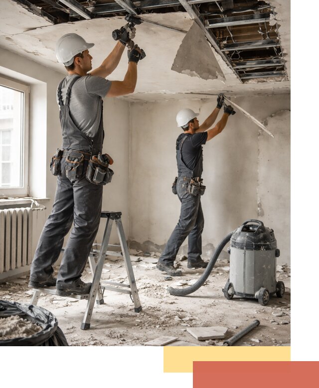 Демонтаж гипсокартонного потолка в Троицке быстро и аккуратно