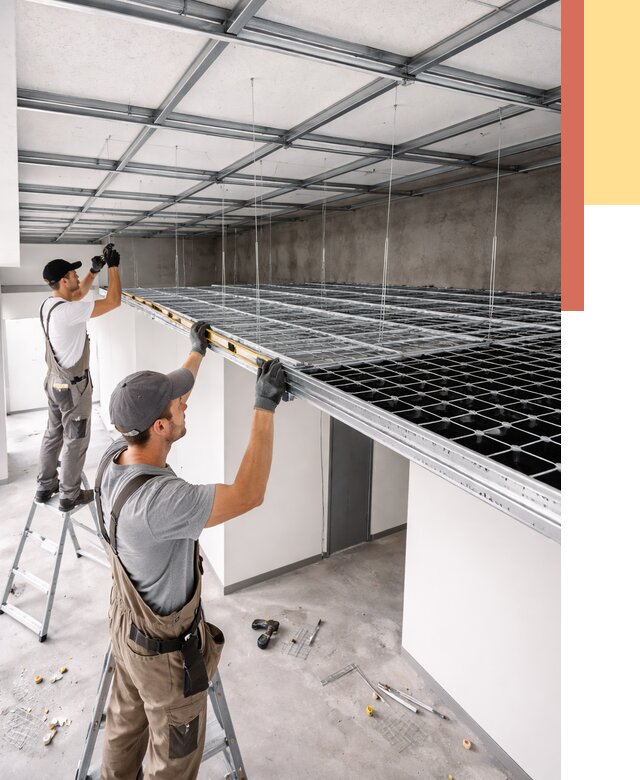 Монтаж потолка грильято в Троицке от 464 руб./м² — быстрая сборка под ключ | ОТДЕЛОЧНИК-Трц