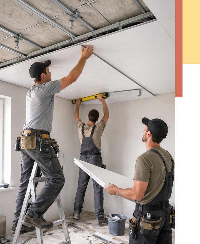 Монтаж потолка из ПВХ панелей в Троицке от 3609 руб./м2 — быстро и недорого | ОТДЕЛОЧНИК-Трц