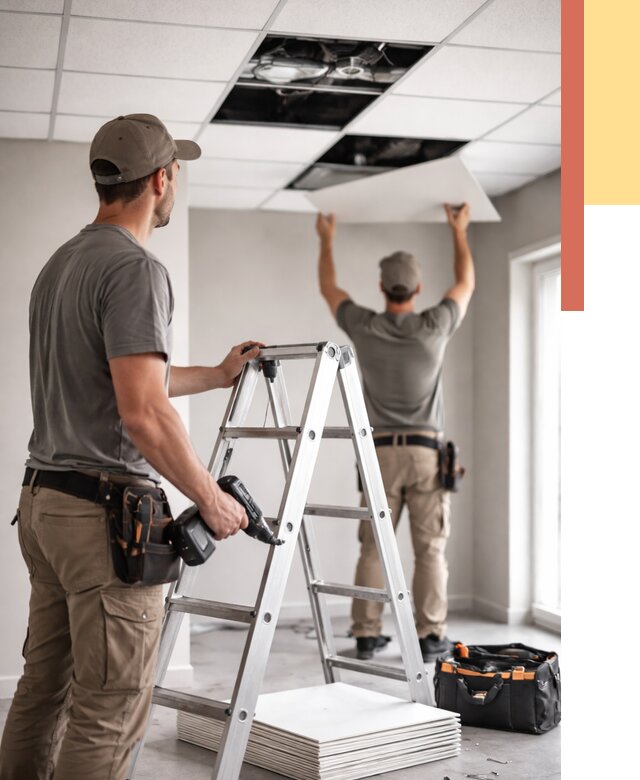 Обслуживание подвесного потолка в Троицке от 3609 руб. — быстро и недорого | ОТДЕЛОЧНИК-Трц